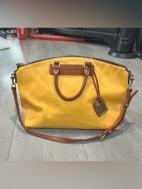 Dooney & Bourke Florentine Leather Satchel Yellow Crossbody